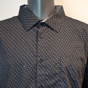 Soul Of London Black Pattern Dress Shirt Classic Fit Polka Dot